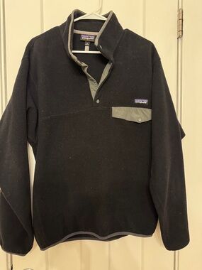 Patagonia Black Fleece Snap-T Pullover with Gray Trim